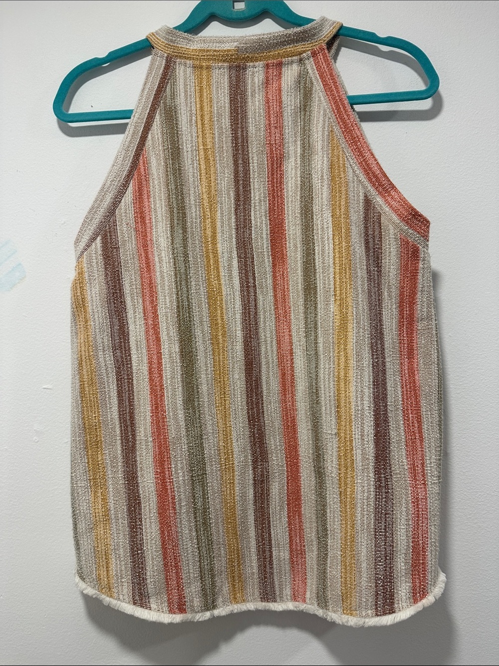 W5 Striped Halter Tank Top in Cream, Rust, Mustard & Olive